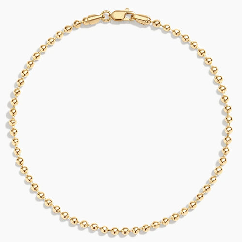 14K Gold Hollow Beaded Chain Bracelet