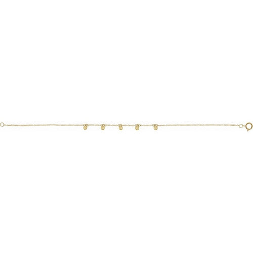 14K Yellow Gold 5-Station Beaded Charm Bracelet