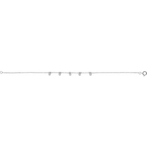 14K White Gold 5-Station Beaded Charm Bracelet