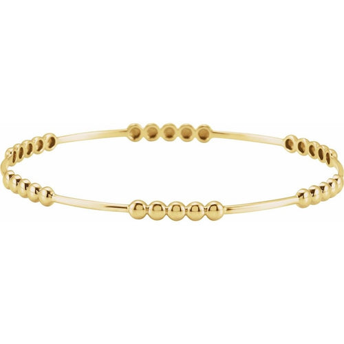 14K Gold Beaded Station Bangle Bracelet