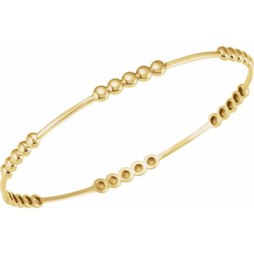14K Gold Beaded Station Bangle Bracelet