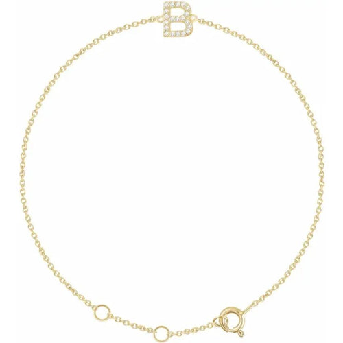 14K Yellow Gold 1/10 CTW Natural Diamond Initial Bracelet