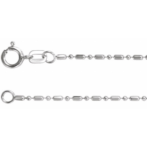 14K White Gold Hollow Diamond-Cut Beaded Chain Bracelet