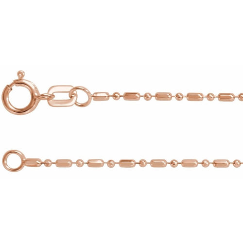 14K Rose Gold Hollow Diamond-Cut Beaded Chain Bracelet