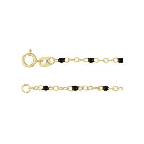 14K Gold Adjustable Black Beaded Chain Bracelet