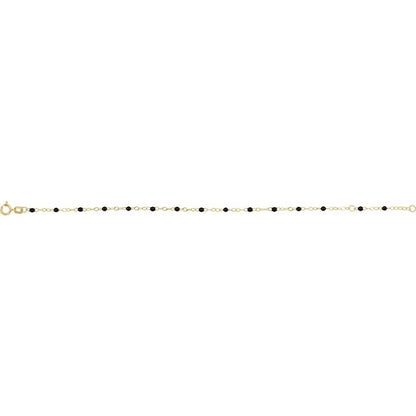14K Gold Adjustable Black Beaded Chain Bracelet