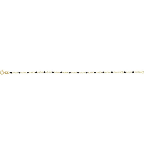 14K Gold Adjustable Black Beaded Chain Bracelet