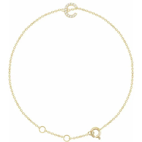 14K Yellow Gold 1/10 CTW Natural Diamond Initial Bracelet