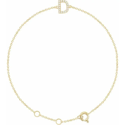 14K Yellow Gold 1/10 CTW Natural Diamond Initial Bracelet