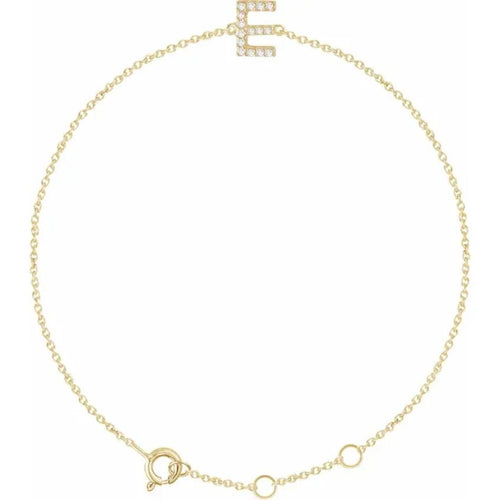 14K Yellow Gold 1/10 CTW Natural Diamond Initial Bracelet
