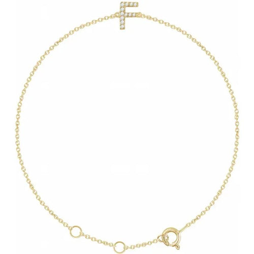 14K Yellow Gold 1/10 CTW Natural Diamond Initial Bracelet
