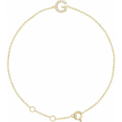14K Yellow Gold 1/10 CTW Natural Diamond Initial Bracelet