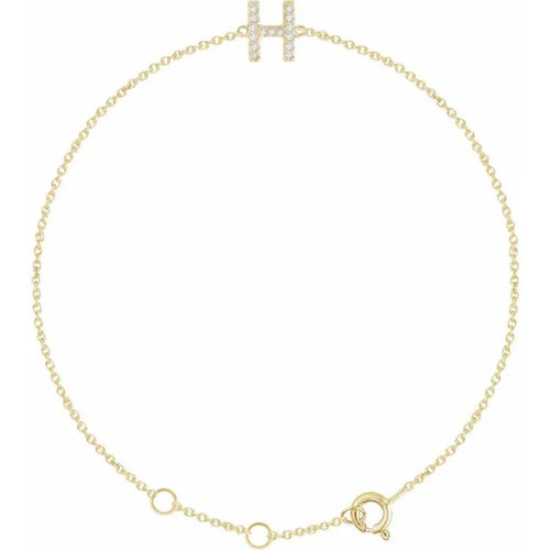 14K Yellow Gold 1/10 CTW Natural Diamond Initial Bracelet