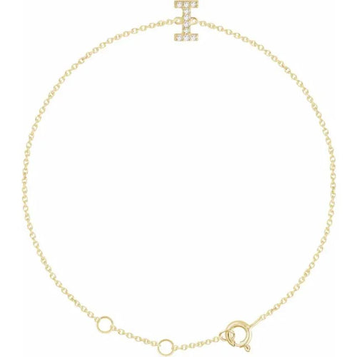 14K Yellow Gold 1/10 CTW Natural Diamond Initial Bracelet