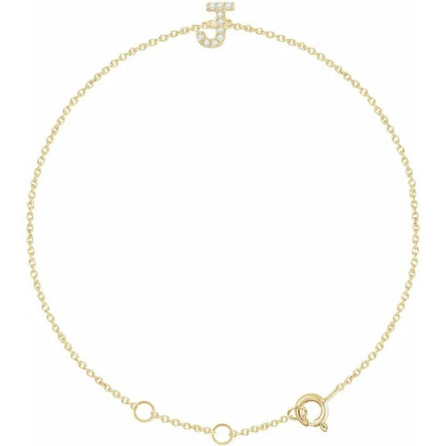 14K Yellow Gold 1/10 CTW Natural Diamond Initial Bracelet