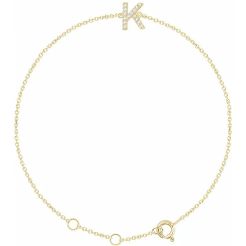 14K Yellow Gold 1/10 CTW Natural Diamond Initial Bracelet