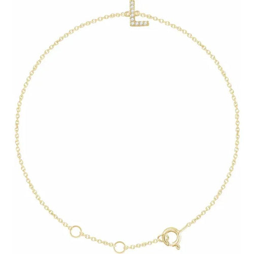 14K Yellow Gold 1/10 CTW Natural Diamond Initial Bracelet
