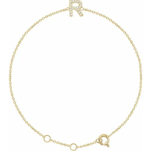 14K Yellow Gold 1/10 CTW Natural Diamond Initial Bracelet