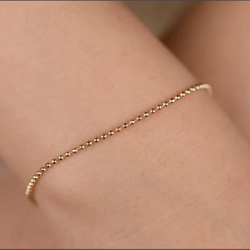 10K Gold Diamond-Cut Beaded Chain Bracelet