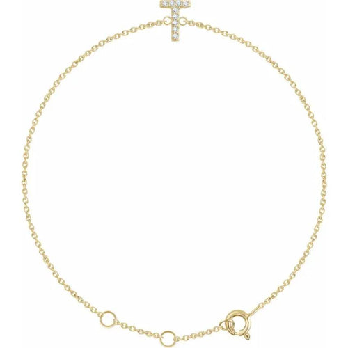 14K Yellow Gold 1/10 CTW Natural Diamond Initial Bracelet