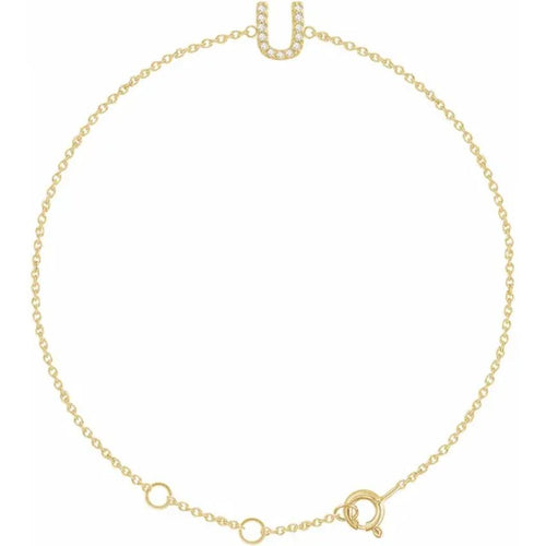14K Yellow Gold 1/10 CTW Natural Diamond Initial Bracelet