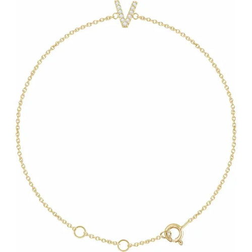 14K Yellow Gold 1/10 CTW Natural Diamond Initial Bracelet