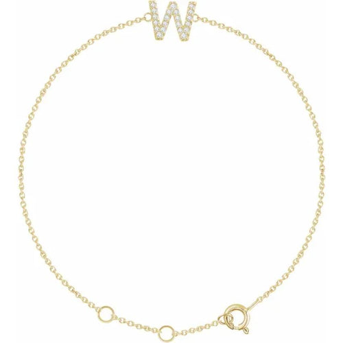 14K Yellow Gold 1/10 CTW Natural Diamond Initial Bracelet