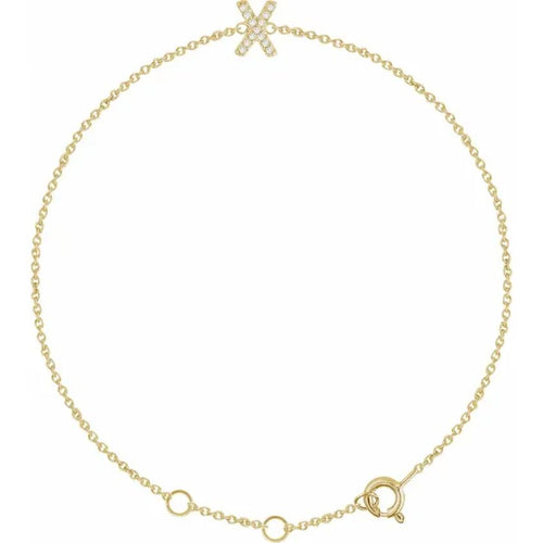 14K Yellow Gold 1/10 CTW Natural Diamond Initial Bracelet