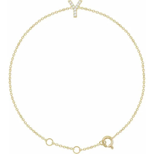 14K Yellow Gold 1/10 CTW Natural Diamond Initial Bracelet