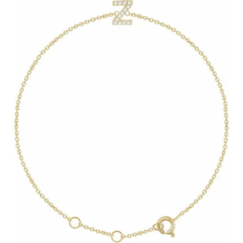 14K Yellow Gold 1/10 CTW Natural Diamond Initial Bracelet