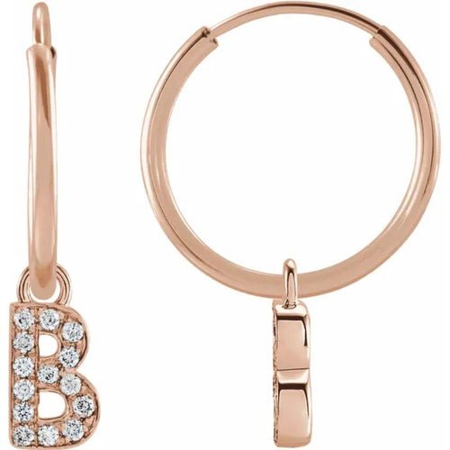 Rose Gold Diaomond Hoop Earring