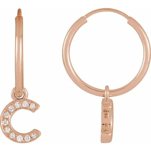 Rose Gold Diaomond Hoop Earring