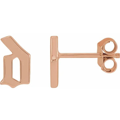 Rose Gold Gothic Initial Earring