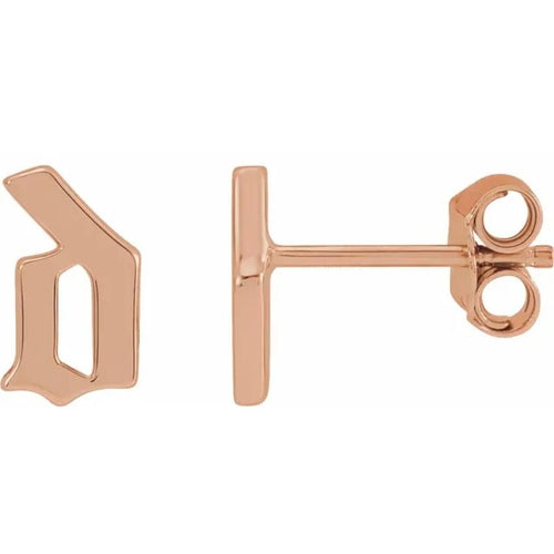 Rose Gold Gothic Initial Earring