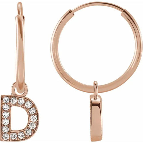 Rose Gold Diaomond Hoop Earring