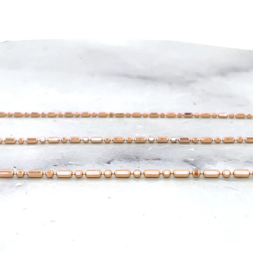 14K Rose Gold Hollow Diamond-Cut Beaded Chain Bracelet