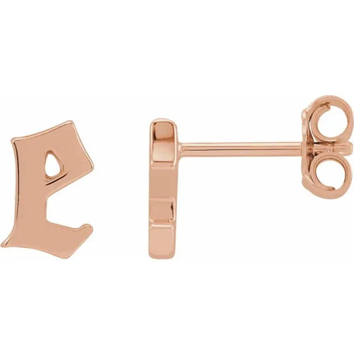 Rose Gold Gothic Initial Earring