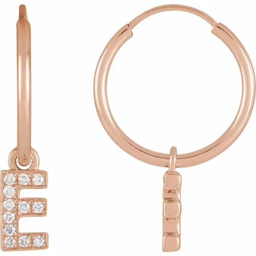Rose Gold Diaomond Hoop Earring