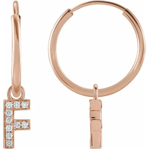 Rose Gold Diaomond Hoop Earring
