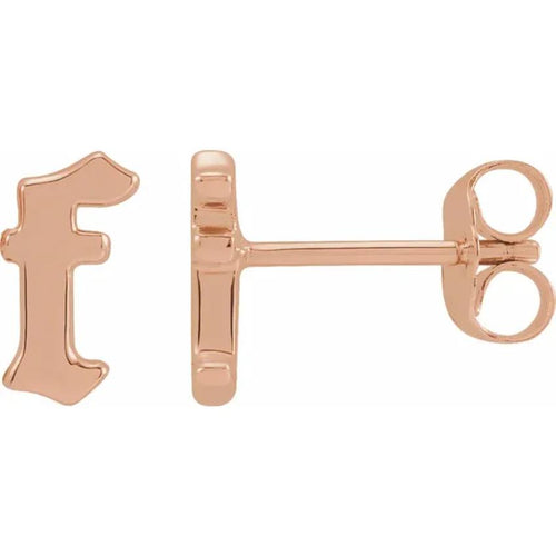 Rose Gold Gothic Initial Earring