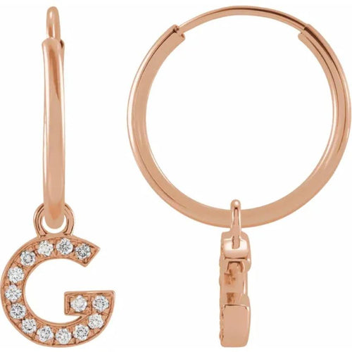 Rose Gold Diaomond Hoop Earring