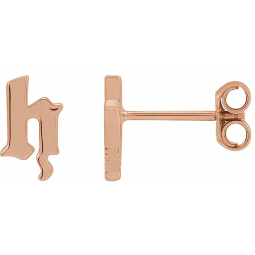 Rose Gold Gothic Initial Earring