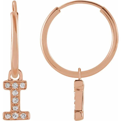 Rose Gold Diaomond Hoop Earring