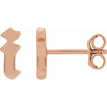 Rose Gold Gothic Initial Earring
