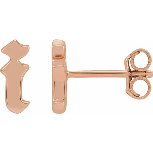 Rose Gold Gothic Initial Earring