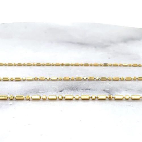 14K Yellow Gold Hollow Diamond-Cut Beaded Chain Bracelet