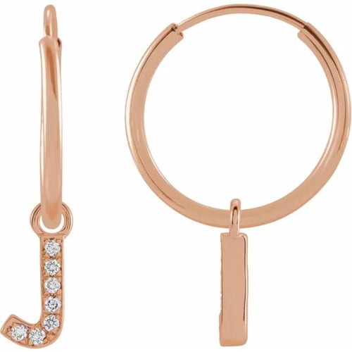 Rose Gold Diaomond Hoop Earring
