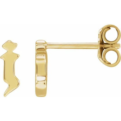 Yellow Gold Gothic Initial Earring