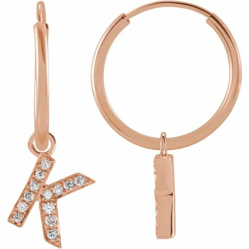 Rose Gold Diaomond Hoop Earring