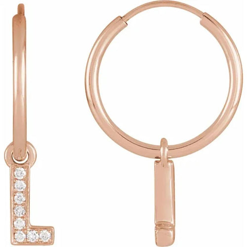 Rose Gold Diaomond Hoop Earring